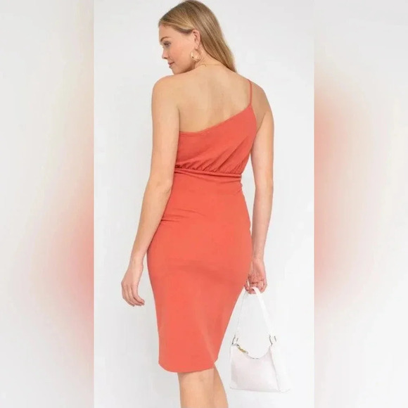 One Shoulder Sleeveless Midi Dress #350 - Picture 3 of 9